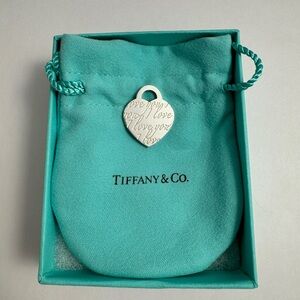 100% Authentic Tiffany & Co. Silver Notes I Love You Heart Charm Necklace